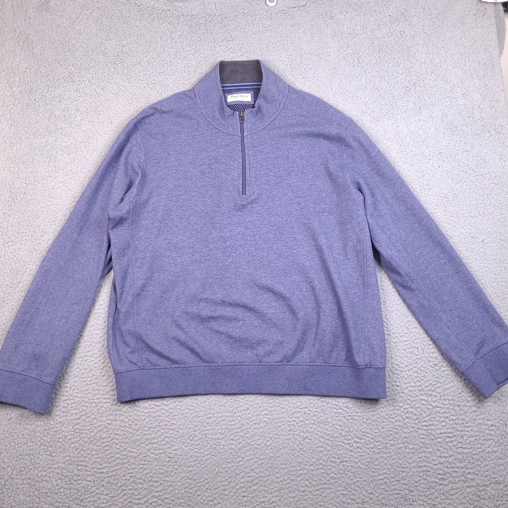 English Laundry Sweater Mens XXL Blue 1/4 Zip Pullover Stretch Lightweight